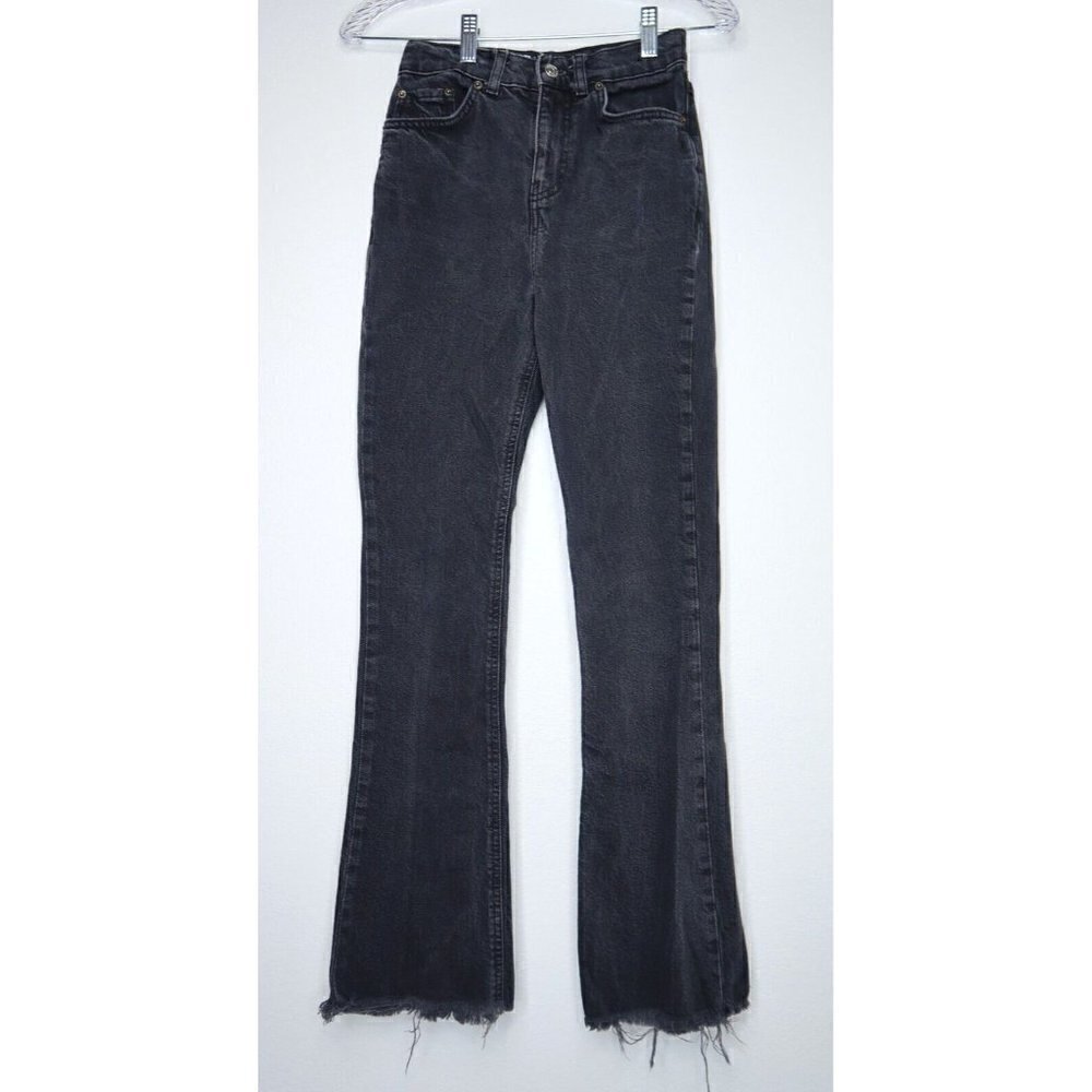ASOS Denim Jeans Mom Cropped High Waist Tapered Raw Hem Black Women's Size 24